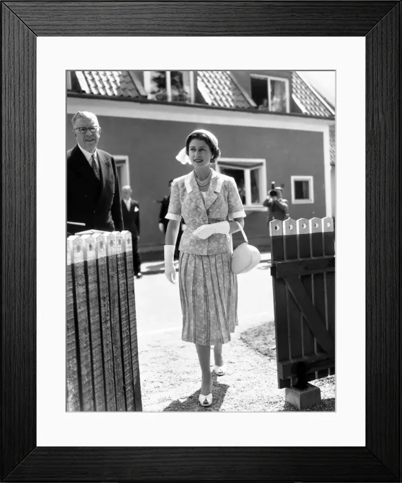 Framed Print : Queen Elizabeth II pictured during her visit to Sweden. She is pictured touring a Framed Print : Queen Elizabeth II pictured during her visit to Sweden. She is pictured touring a