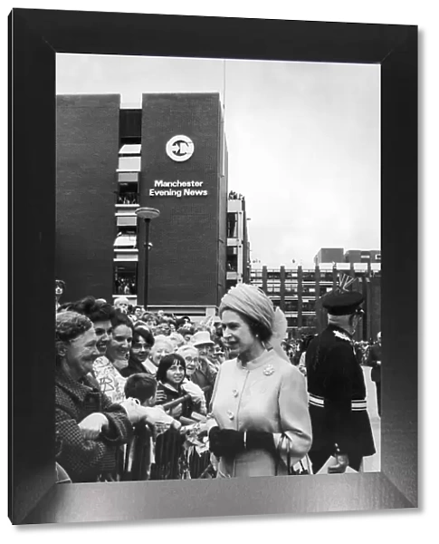 The Queen visits Manchester. The Queen completes her walk along Spinningfield to her car