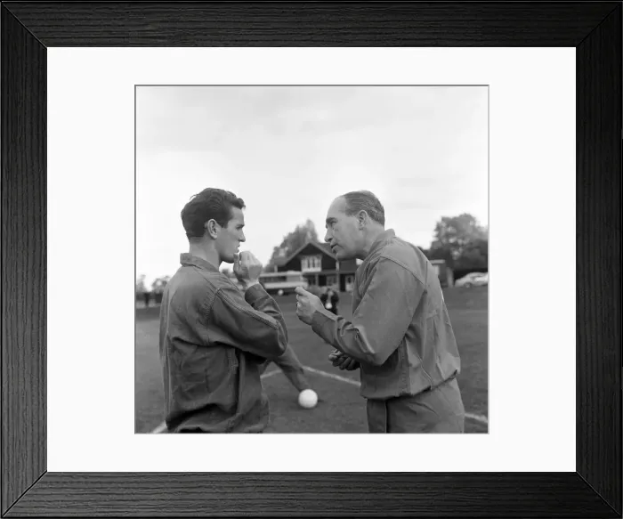 Framed Print : England, 21st October 1963. Training at Roehampton. England manager Alf Ramsey with Framed Print : England, 21st October 1963. Training at Roehampton. England manager Alf Ramsey with