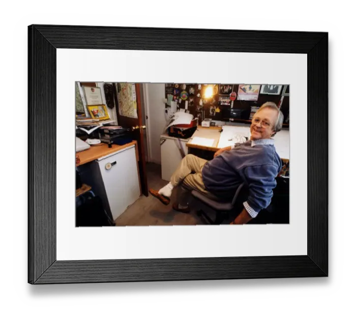 Framed Print : Gren Jones, cartoonist South Wales Echo Copyright Media Wales. 21st November 1996 Framed Print : Gren Jones, cartoonist South Wales Echo Copyright Media Wales. 21st November 1996