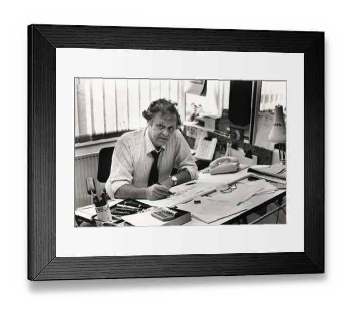 Framed Print : Gren Jones, cartoonist South Wales Echo Copyright Media Wales. 19th May 1987