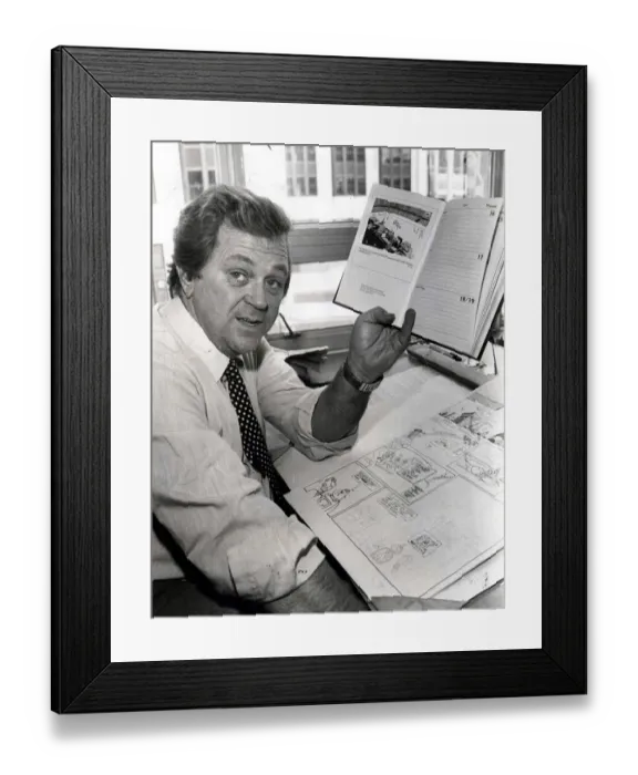 Framed Print : Gren Jones, cartoonist South Wales Echo Copyright Media Wales. Gren and his diary