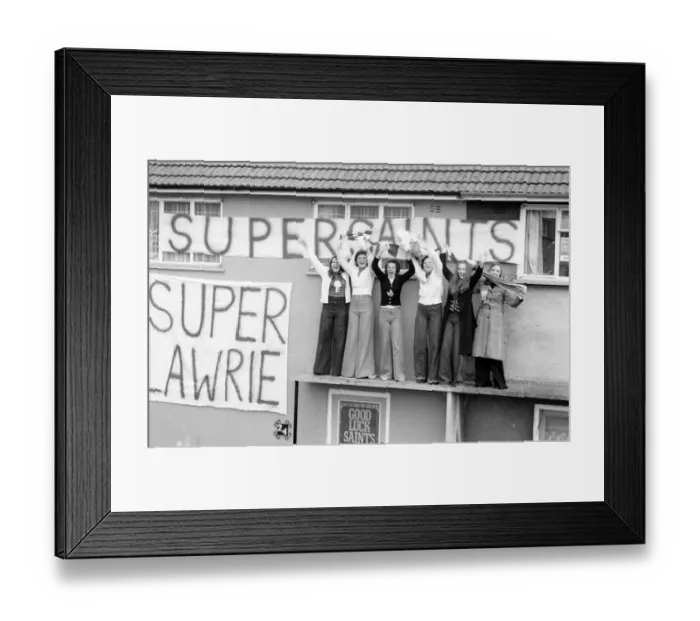 Framed Print : Southampton FC, FA Cup Winners 1976. Players celebrate win with fans during parade Framed Print : Southampton FC, FA Cup Winners 1976. Players celebrate win with fans during parade
