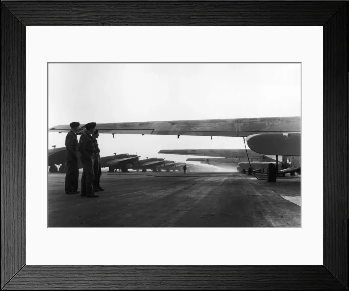 Framed Print : An Avenue of Hamilear gliders and RAF Halifax towing aircraft ready for take off Framed Print : An Avenue of Hamilear gliders and RAF Halifax towing aircraft ready for take off