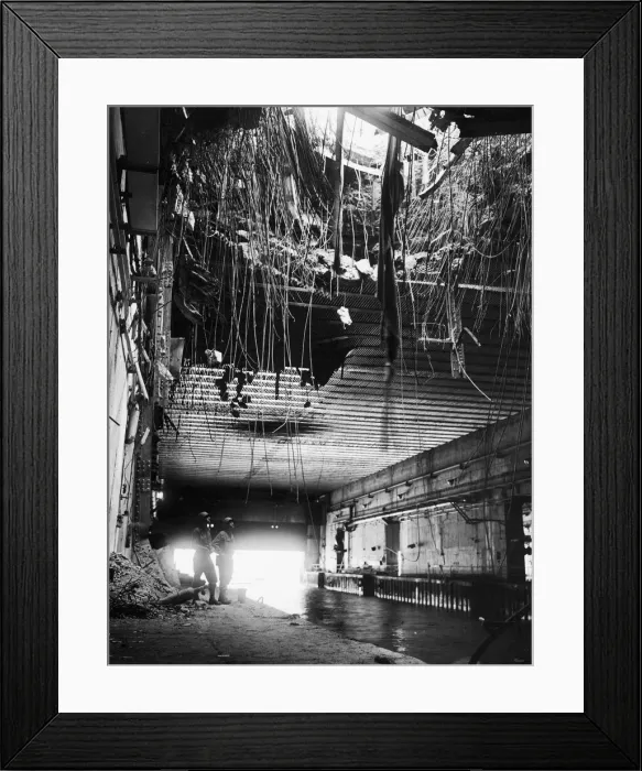Framed Print : A 40 feet hole made by RAF bombs in the roof of one of the U-boat pens at Brest Framed Print : A 40 feet hole made by RAF bombs in the roof of one of the U-boat pens at Brest