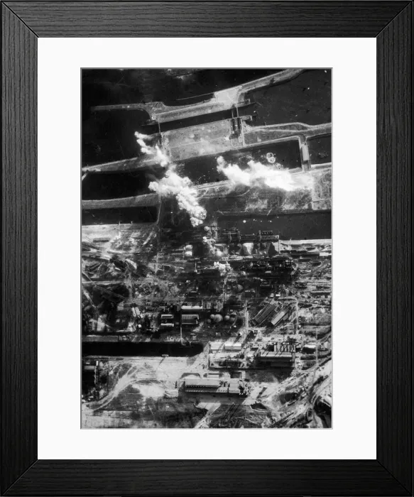 Framed Print : RAF Venturas blitz Ijmuiden steel works by day. Ventura aircraft of the RAF Bomber