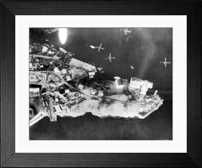 Framed Print : RAF IN ACTION OVER THE NORWEGIAN COAST Four seaplanes moored off Bergen in Framed Print : RAF IN ACTION OVER THE NORWEGIAN COAST Four seaplanes moored off Bergen in