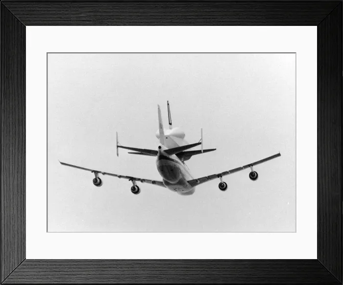 Framed Print : Space Shuttle Enterprise, piggy back on a NASA 747 Jumbo Jet
