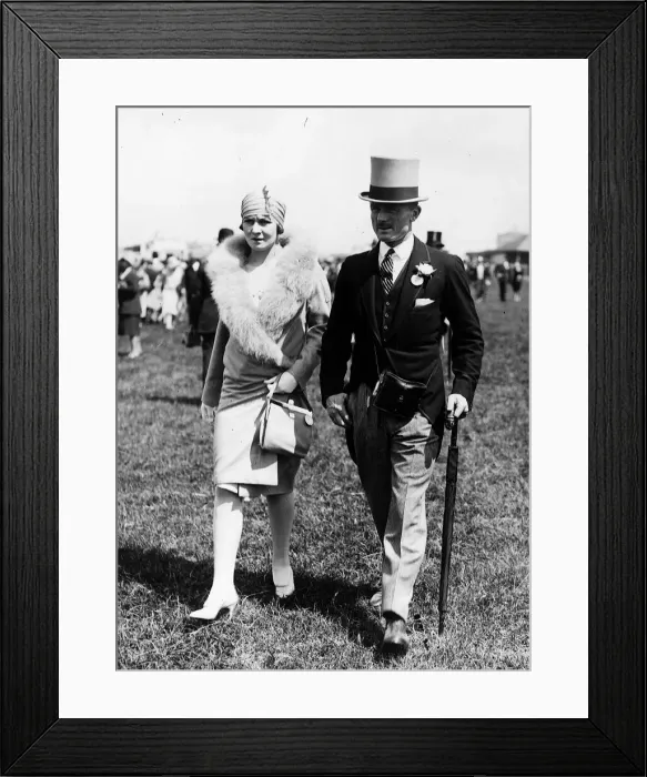 Framed Print : Captain Richard de Pret and wife at Epsom Derby 1920 s Framed Print : Captain Richard de Pret and wife at Epsom Derby 1920 s