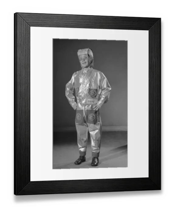 Framed Print : Boy dressed as Dan Dare astronaut for a Reveille feature on dressing up 2nd December