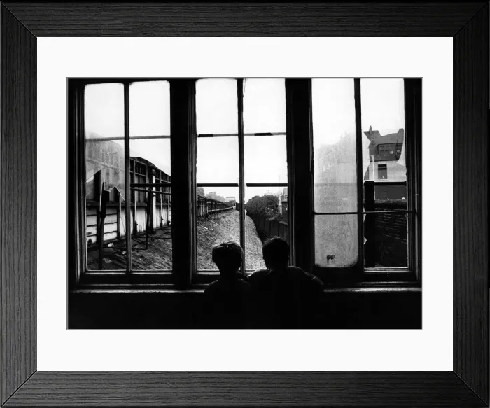 Framed Print : Two boys are watching out for trains at the derelict Heaton Railway Station on 4th Framed Print : Two boys are watching out for trains at the derelict Heaton Railway Station on 4th