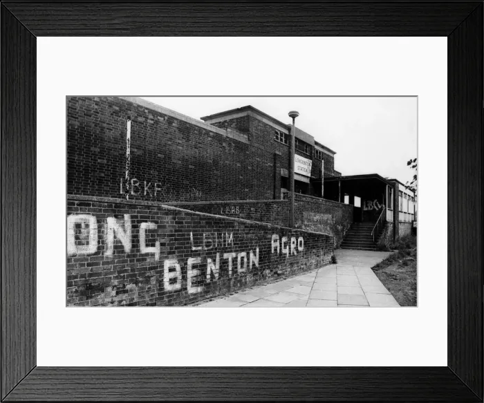 Framed Print : A general view of the entrance to Longbenton Railway Station on 10th July 1977