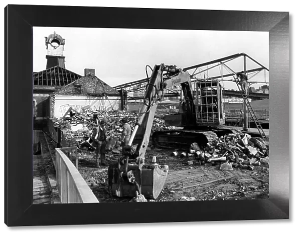 The demolition of Manors Railway Station on 11th September 1985