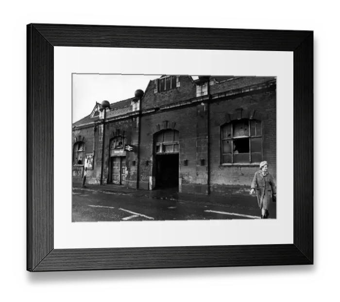 Framed Print : The front entrance of Blaydon Railway Station on 19th January 1977 which has been Framed Print : The front entrance of Blaydon Railway Station on 19th January 1977 which has been