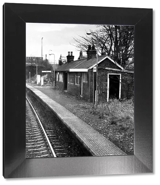 A general view of a deserted Pegswood Railway Station on 30th March 1976