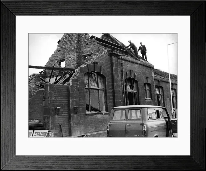 Framed Print : The start of the demolition of Blaydon Railway Station on 20th September 1977 Framed Print : The start of the demolition of Blaydon Railway Station on 20th September 1977