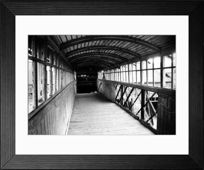 Framed Print : The vandalised bridge over the rails at Blaydon Railway Station on 10th July 1977 Framed Print : The vandalised bridge over the rails at Blaydon Railway Station on 10th July 1977