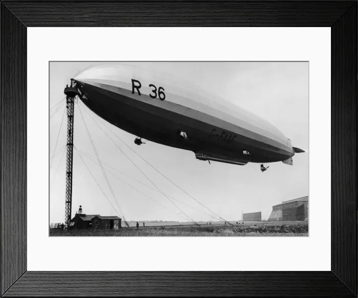 Framed Print : Members of Parliament visit the Airship R36 at Pulham. Passengers board the airship by Framed Print : Members of Parliament visit the Airship R36 at Pulham. Passengers board the airship by