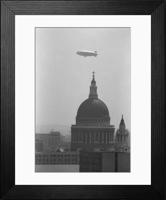 Framed Print : The Goodyear Airship Europa seen here passing the dome of St Pauls Cathedral