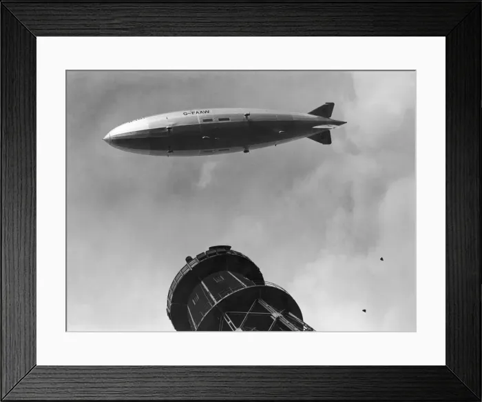 Framed Print : The Airship R101 seen here over flying the mooring tower at Cardington during its flight Framed Print : The Airship R101 seen here over flying the mooring tower at Cardington during its flight