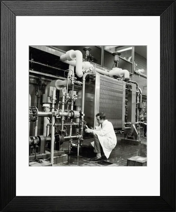 Framed Print : Ansells Brewery. A routine sample of beer for analysis being taken from Framed Print : Ansells Brewery. A routine sample of beer for analysis being taken from