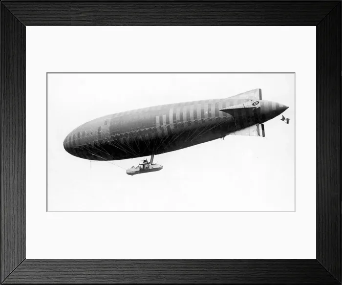 Framed Print : A French Naval dirigible airship seen here shortly after take off leaving to patrol Framed Print : A French Naval dirigible airship seen here shortly after take off leaving to patrol