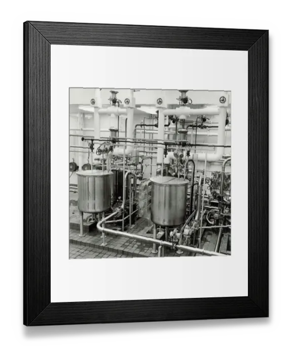 Framed Print : Ansells Brewery. A view of the fully automatic pasteurisers in the process room Framed Print : Ansells Brewery. A view of the fully automatic pasteurisers in the process room