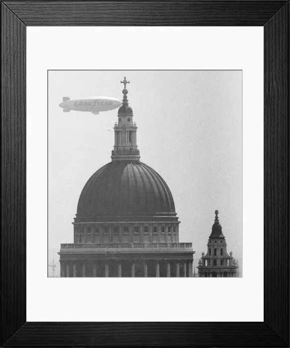 Framed Print : The Goodyear Airship Europa seen here passing the dome of St Pauls Cathedral Framed Print : The Goodyear Airship Europa seen here passing the dome of St Pauls Cathedral