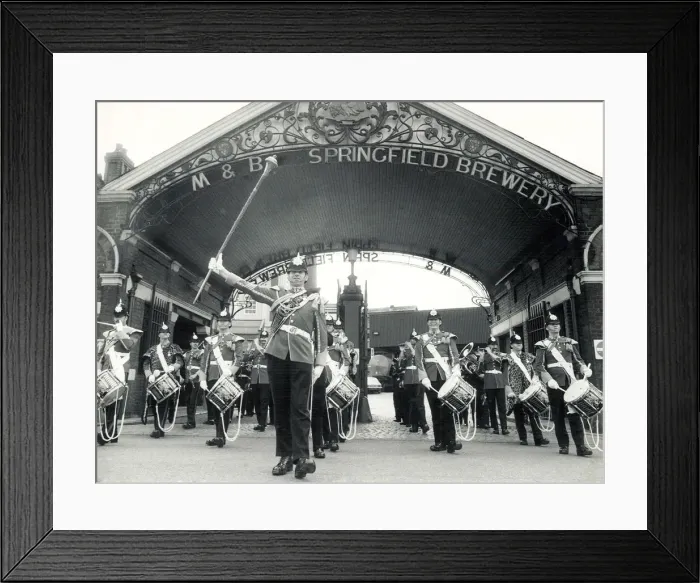 Framed Print : Mitchells and Butlers Brewery. The band and drum corps of the 1st Battalion Framed Print : Mitchells and Butlers Brewery. The band and drum corps of the 1st Battalion