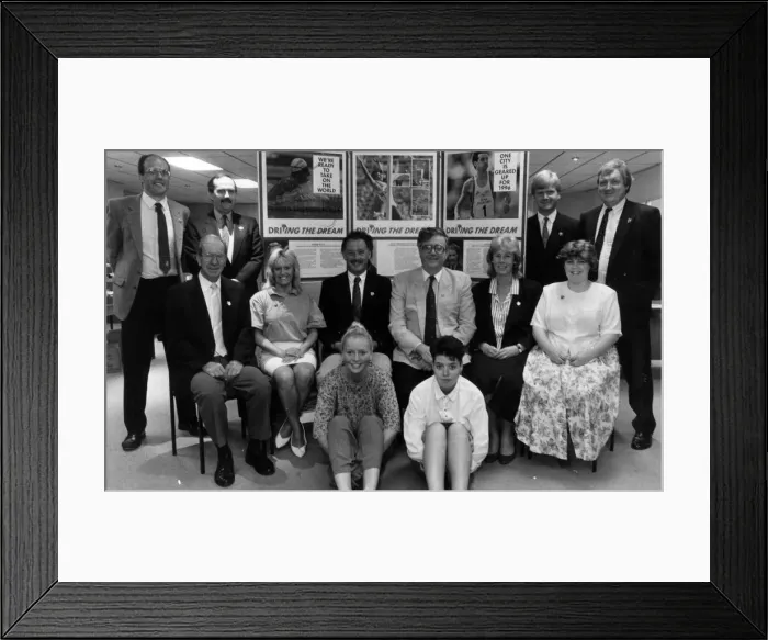 Framed Print : Manchester Olympic Bid for the 1996 Games, September 1990. The Olympic Bid team Framed Print : Manchester Olympic Bid for the 1996 Games, September 1990. The Olympic Bid team