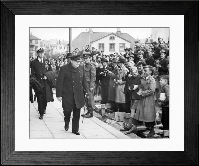 Framed Print : Winston Churchill visit to Iceland on his return journey from his historic Atlantic