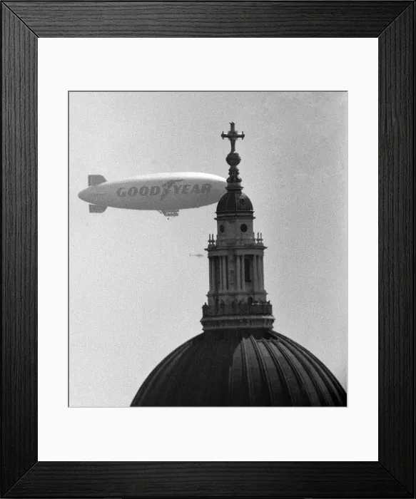 Framed Print : The Goodyear Airship Europa seen here passing the dome of St Pauls Cathedral Framed Print : The Goodyear Airship Europa seen here passing the dome of St Pauls Cathedral
