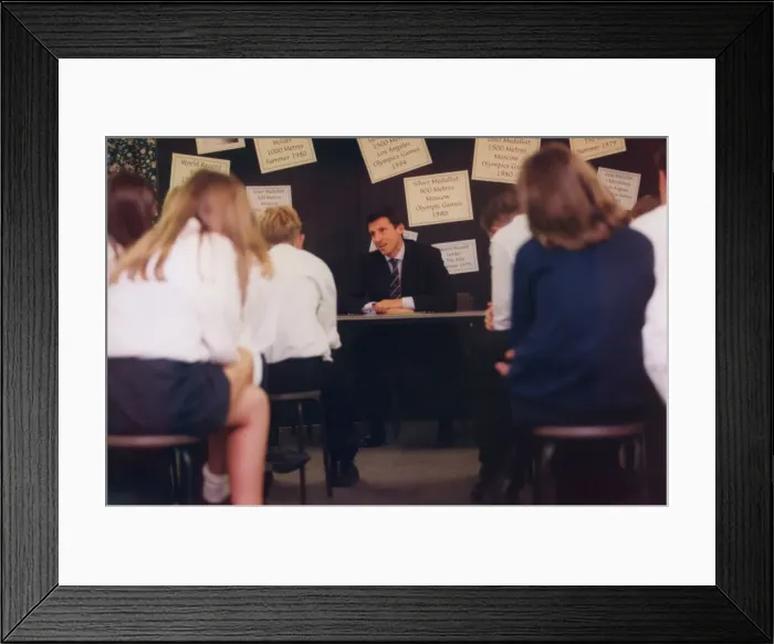 Framed Print : Lord Sebastian Coe Sebastian Coe chats to pupils Framed Print : Lord Sebastian Coe Sebastian Coe chats to pupils