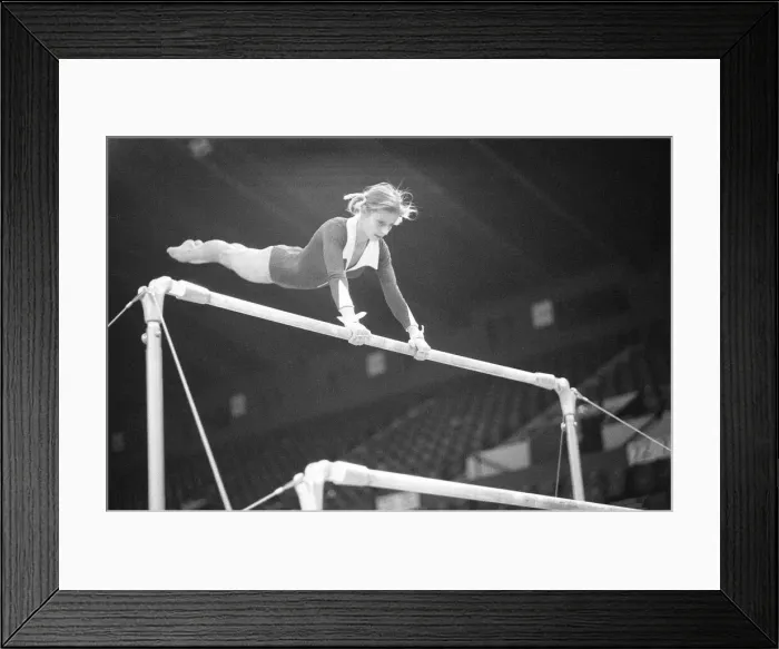 Framed Print : Olga Korbut training ahead of the Daily Mirror Sponsored Gymnastics World Cup