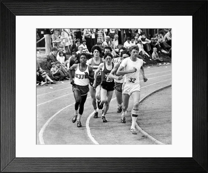 Framed Print : Athlete Steve Cram Steve Cram streaks for the line in the invitation mile
