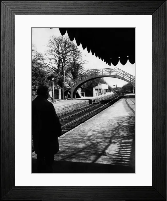 Framed Print : A general view along the platform at Stocksfield Railway Station in Northumberland