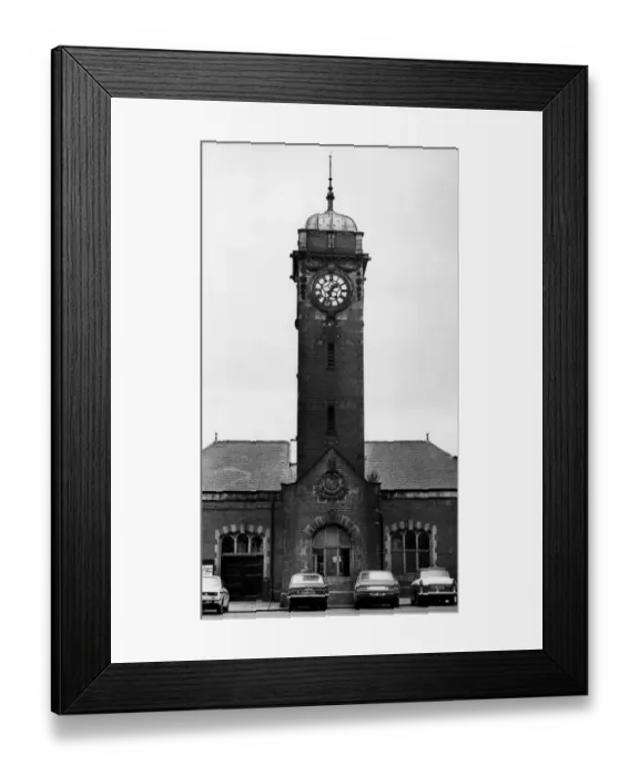 Framed Print : The clock tower at Whitley Bay Railway Station on 4th August 1977 Framed Print : The clock tower at Whitley Bay Railway Station on 4th August 1977