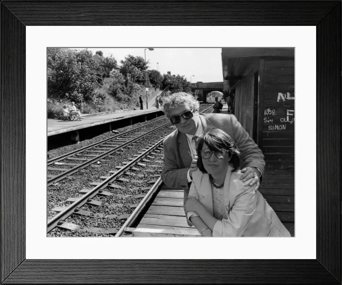 Framed Print : Councillor Bill Hilton and Susan Fairbairn at the derelict Seaburn Railway Station which Framed Print : Councillor Bill Hilton and Susan Fairbairn at the derelict Seaburn Railway Station which
