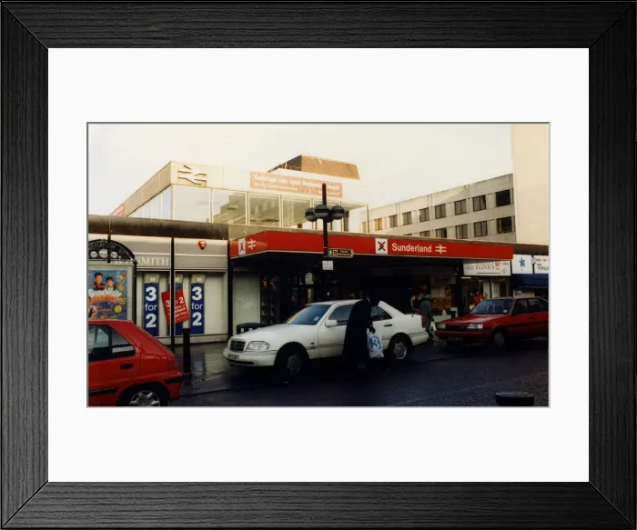 Framed Print : A general view of the exterior of Sunderland Railway Station on 12th january 1999