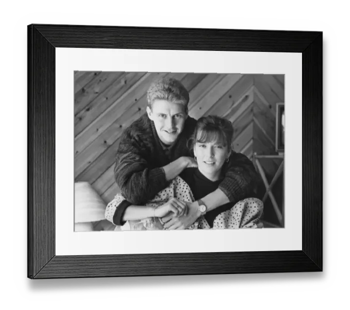 Framed Print : Athlete Steve Cram Steve Cram at home with his wife Karen 4 November 1986 Framed Print : Athlete Steve Cram Steve Cram at home with his wife Karen 4 November 1986