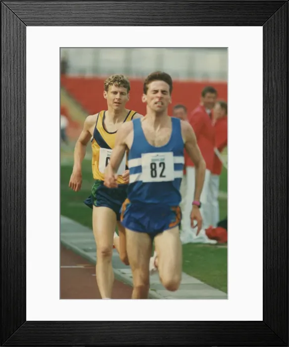 Framed Print : Athlete Steve Cram Steve Cram in action 1 May 1994 circa