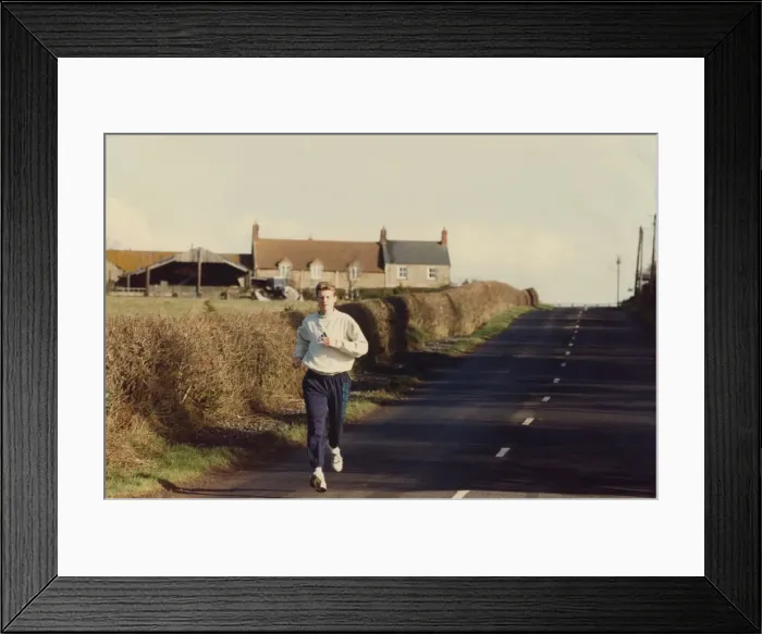 Framed Print : Athlete Steve Cram Steve Cram in training 1 May 1990 circa