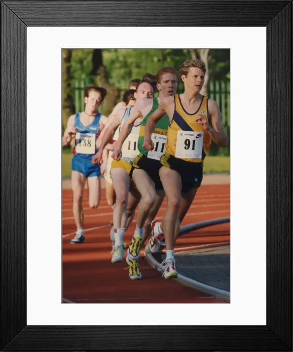 Framed Print : Athlete Steve Cram Steve Cram leads the pack in an 800 metre Tyneside