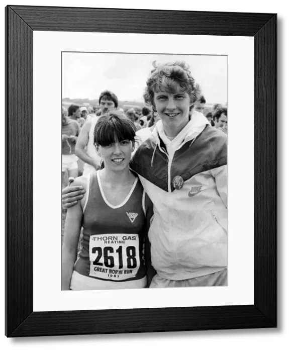 Framed Print : Athlete Steve Cram Steve Cram and fiancee Karen Waters after completing