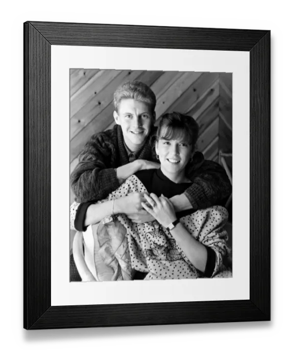 Framed Print : Athlete Steve Cram Steve Cram at home with his wife Karen 4 November 1986 Framed Print : Athlete Steve Cram Steve Cram at home with his wife Karen 4 November 1986