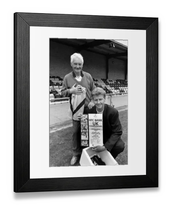 Framed Print : Athlete Steve Cram Steve CRam and Jimmy Hedley with the time capsule that