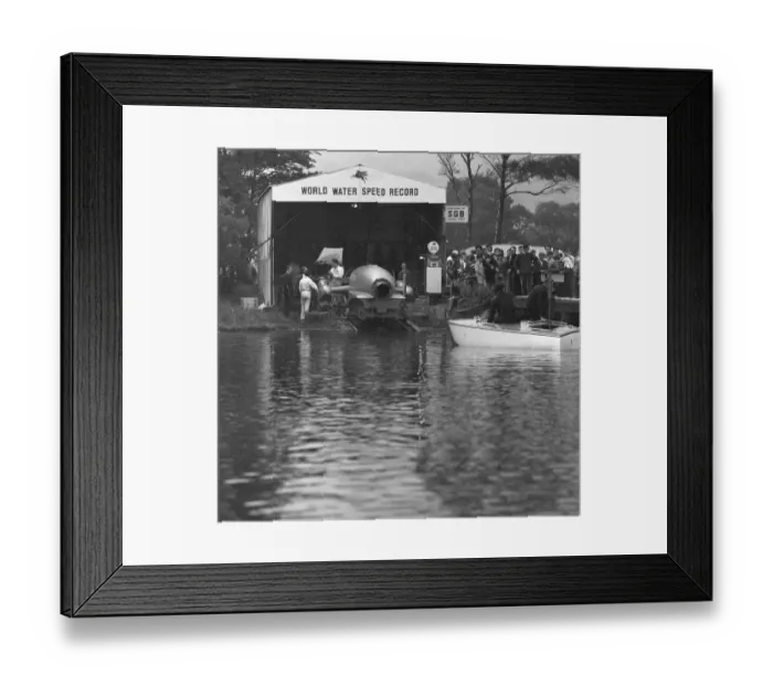 Framed Print : Donald Campbell, at Lake Coniston, 4th October 1956. It was revealed today