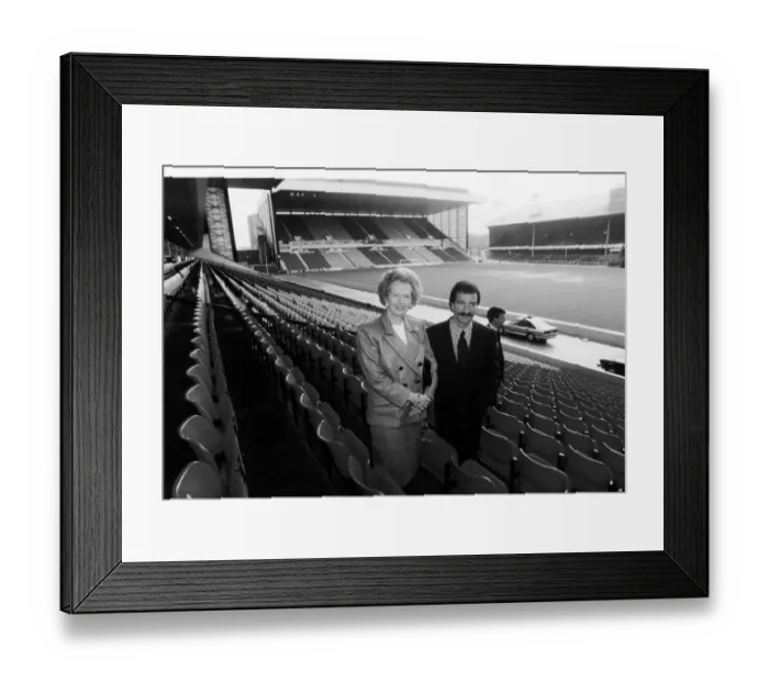 Framed Print : Margaret Thatcher PM with Graeme Souness, Glasgow Rangers football team manager