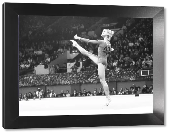 Olga Korbut competes in the Womens European Gymnastic Championships, Wembley Arena, London