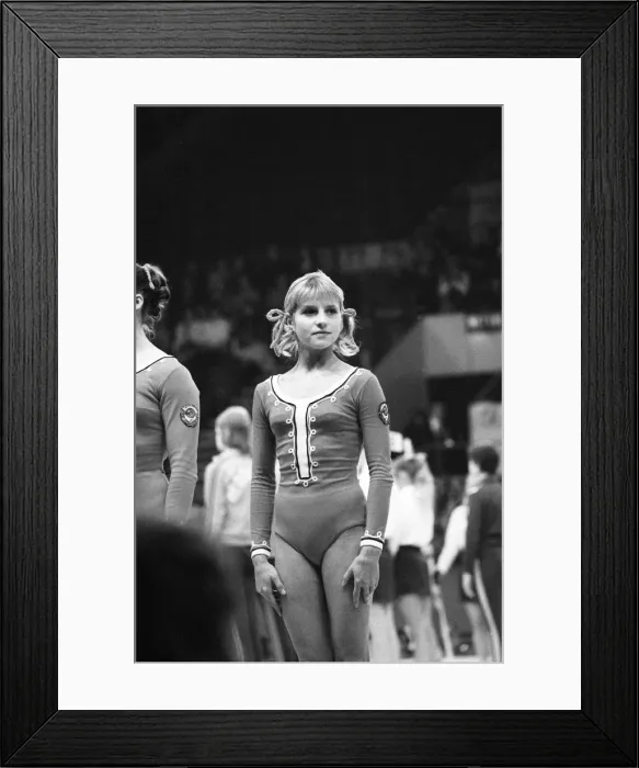Framed Print : Olga Korbut competes in the Womens European Gymnastic Championships, Wembley Arena, London Framed Print : Olga Korbut competes in the Womens European Gymnastic Championships, Wembley Arena, London